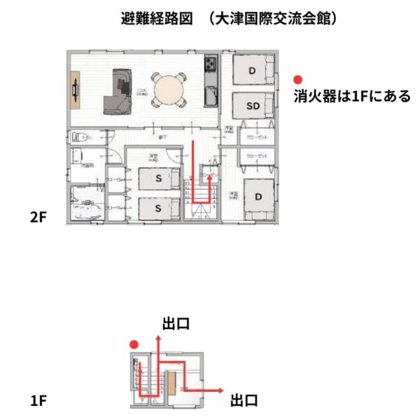 避難経路図　（大津国際交流会館）